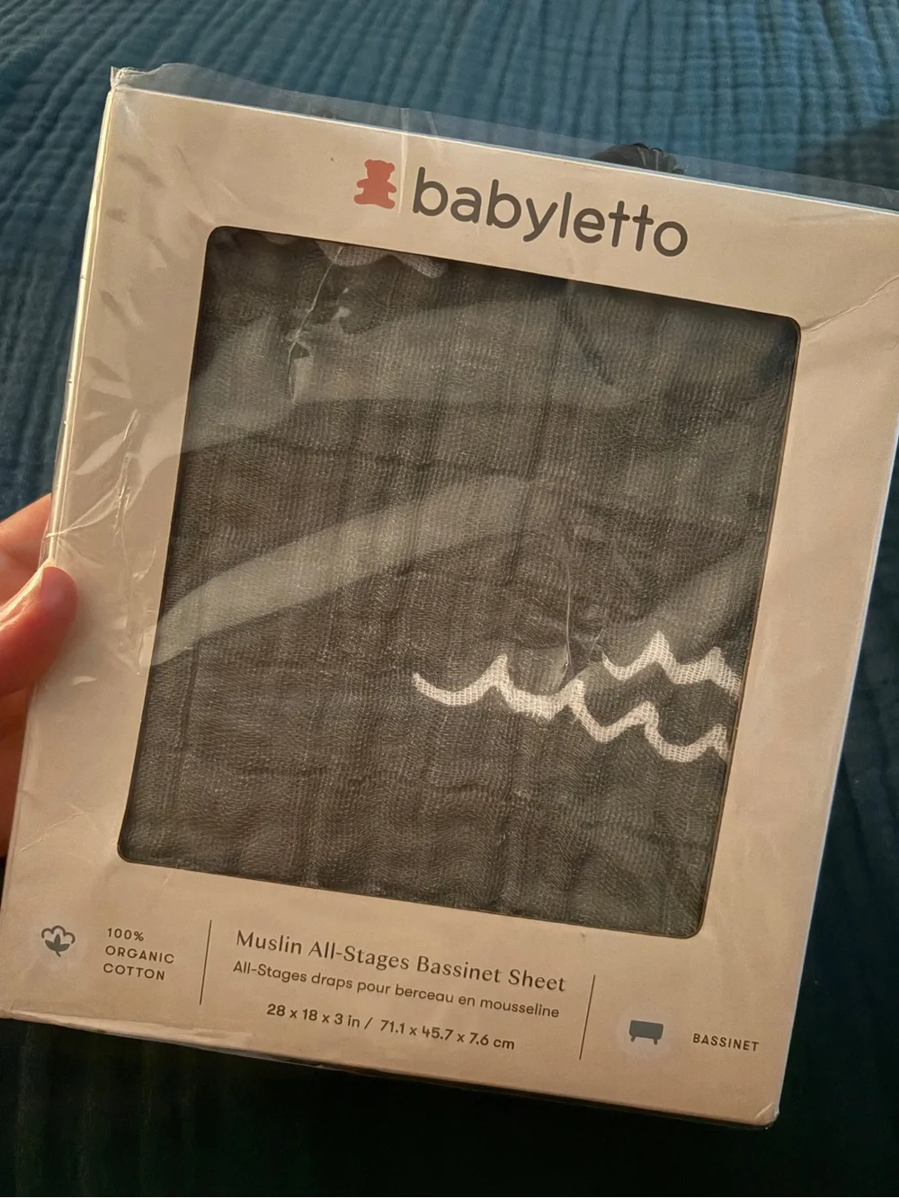 Babyletto All-Stages Organic Muslin Bassinet Sheet in Sage Green-NWT!